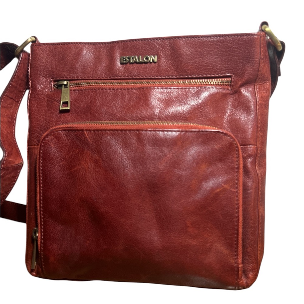 Vintage red/Brown Estelon crossbody purse bag